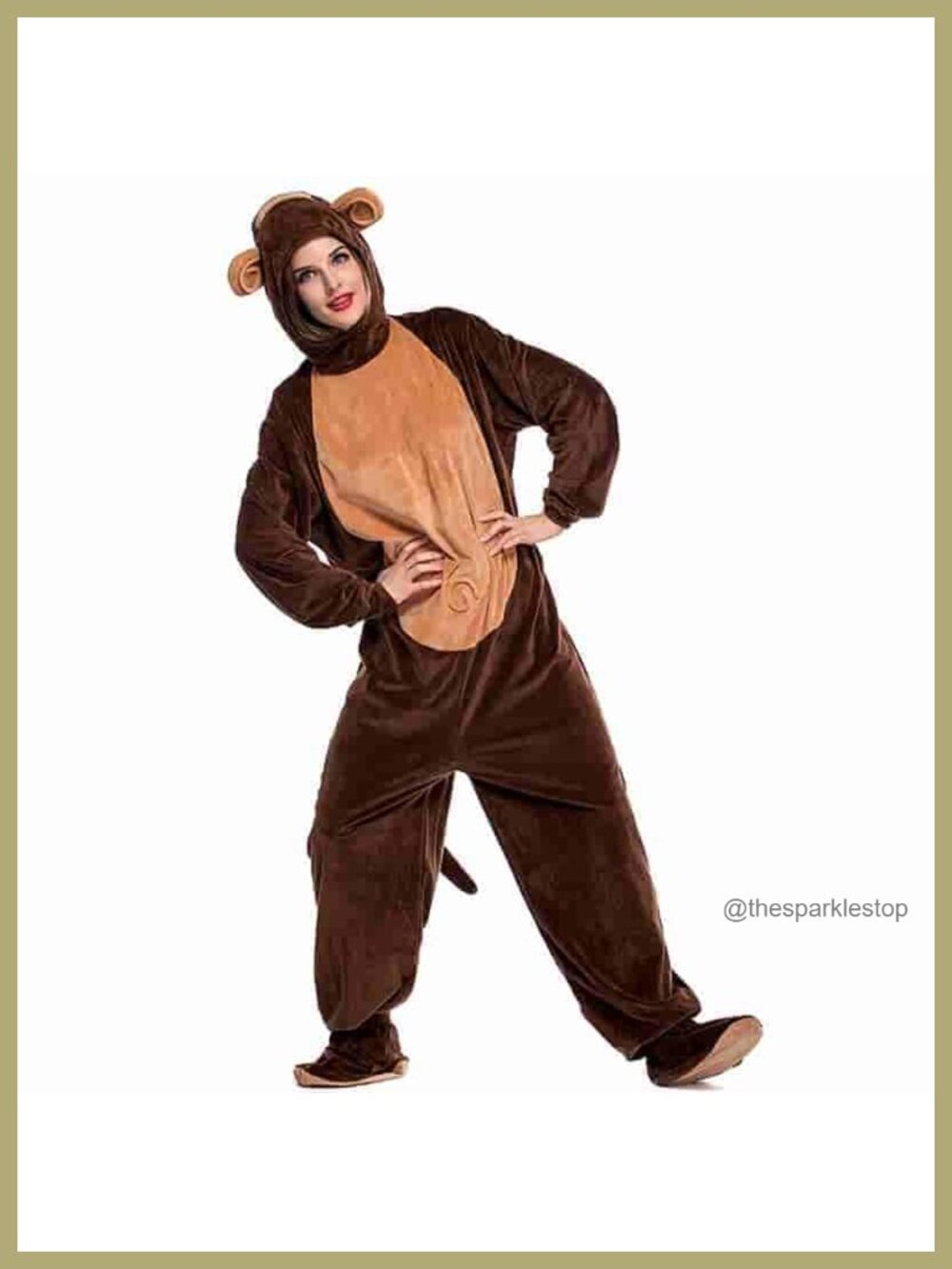 Velvet Animal Onesie Costume Hooded Tail Slim Fit Halloween Cosplay Pajama